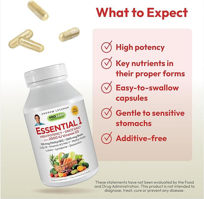 ANDREW LESSMAN Essential-1 Multivitamin 2000 IU D3 60 60 Small 100 mcg B12. CoQ10 CoQ10 Lutein