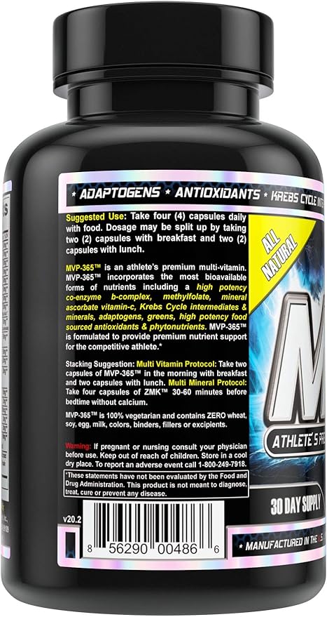 MST MVP-365 Multi Vitamin, Vitamin C, 1000iu Vitamin D3, L-5 L-5 Methyltetrahydrofolate, 120 V-Caps,