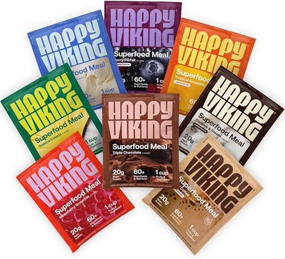 Happy Viking Variety Pack Plant Protein 20G Protein, 8 Single