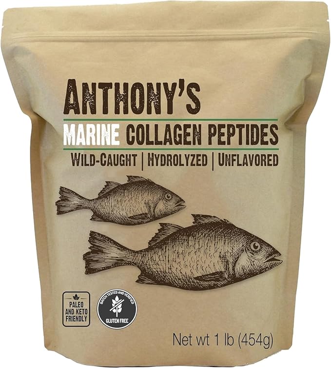 Anthony's Hydrolyzed Marine Collagen Peptides, Gluten-free, 1-pound