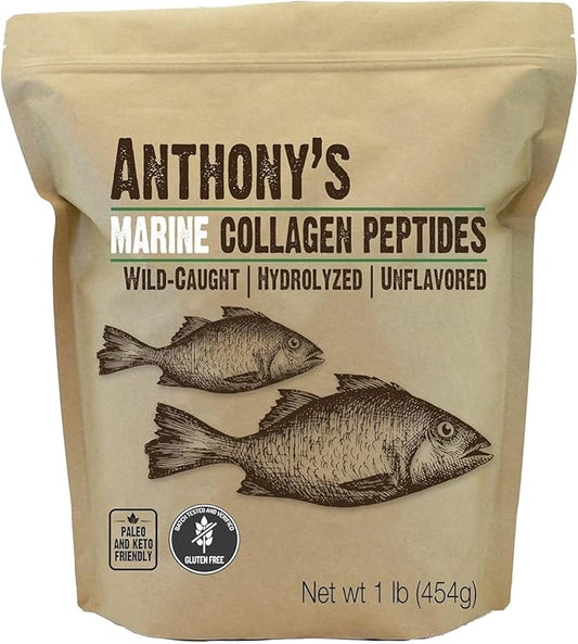 Anthony's Hydrolyzed Marine Collagen Peptides, Gluten-free, 1-pound