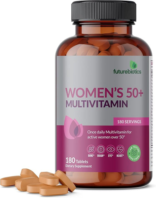 Futurebiotics Women's 50+ Multivitamin Once Daily 50, NON-GMO, 180 Tablets
