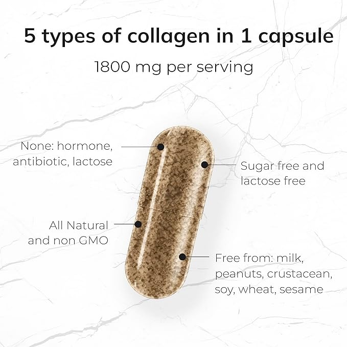 5-IN-1 Collagen Peptides 1800mg, 90 Capsules
