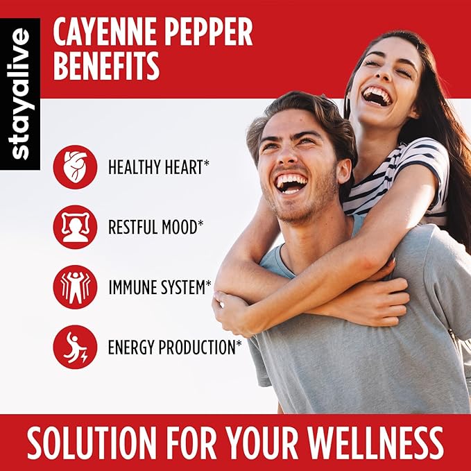 Stay Alive Cayenne Pepper 8000mg, Ginger 1500mg, Garlic 1500mg, Turmeric 1500mg, BeetRoot 3000mg, Black 120 Cayenne