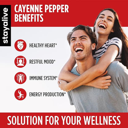 Stay Alive Cayenne Pepper 8000mg, Ginger 1500mg, Garlic 1500mg, Turmeric 1500mg, BeetRoot 3000mg, Black 120 Cayenne