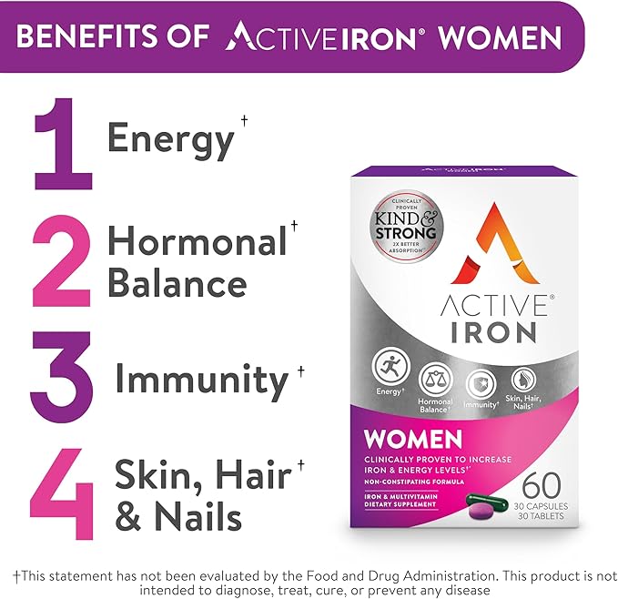 Active Iron for Women, Non-Constipating, 30 30 Multivitamin