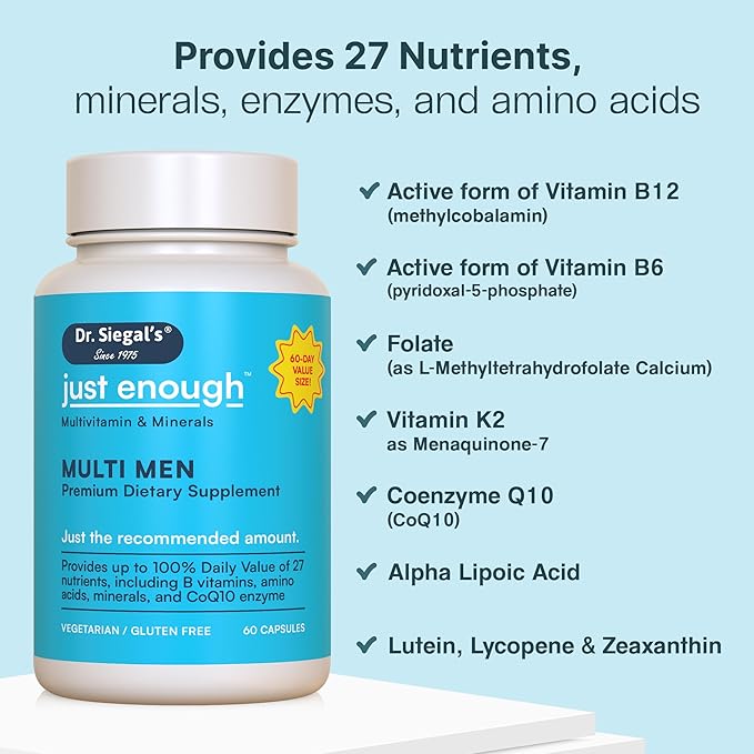 Dr. Siegal's Just Enough Multivitamin and 60 Capsules, 60 Servings,
