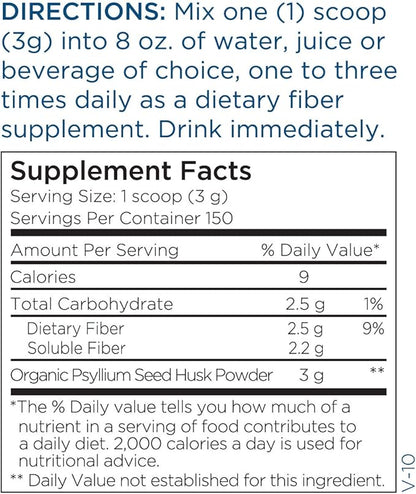 Metabolic Maintenance Psyllium Husk Powder Fiber Supplement (150 Servings)