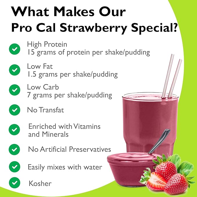 Pro-Cal Pudding/Shake Mix, Low Calorie Protein 15g Protein, 7 Packets