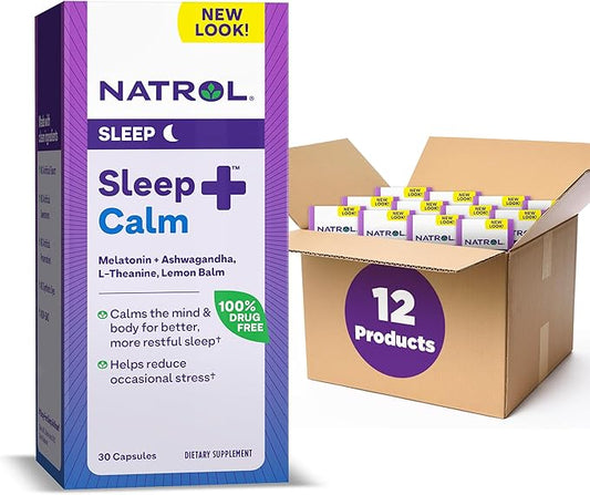 Natrol Sleep+ Calm Melatonin 6mg 30 Capsules, 30 Day 12)
