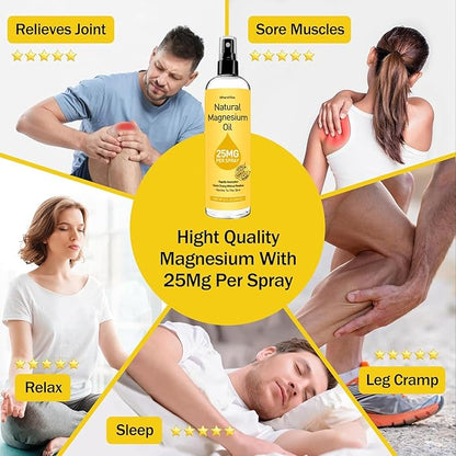 Pure Magnesium Oil Spray for Feet,Ideal Gift for Sleep & Muscle Relaxation,Better Sleep,Rapid Absorption,Quick Drying Without Residue-Vanilla