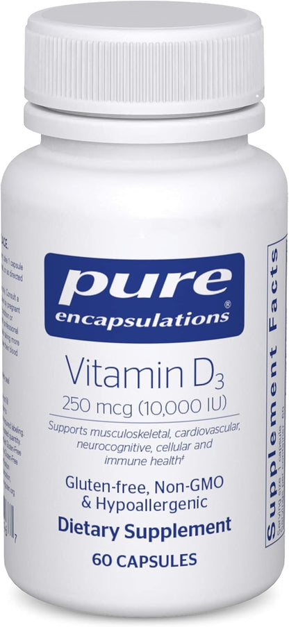 Pure Encapsulations Vitamin D3 250 mcg (10,000 IU) 60 Capsules