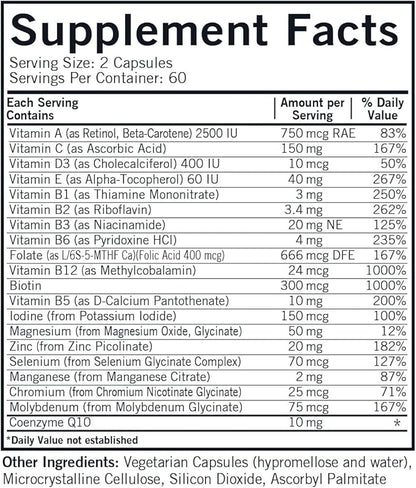 Kirkman - Children's Multivitamin & Mineral - 120 Capsules - with 5-MTHF - Potent Broad Spectrum Vitamin/Mineral Supplement - Hypoallergenic