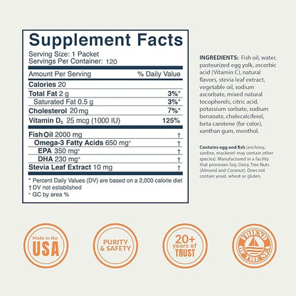 Coromega Kids Omega 3 Fish Oil 650mg of Omega-3s, Tropical 120 Single
