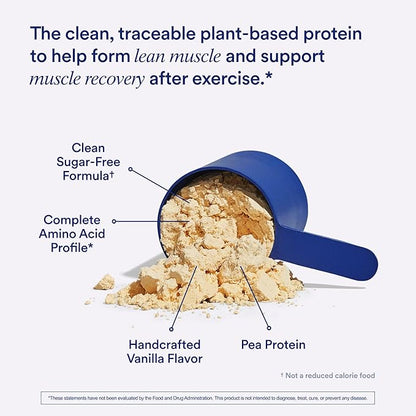 Ritual 18+ Vegan Protein Powder with BCAA: 20g Organic Pea Protein from Regenerative Farms in USA, Gluten Free, Plant Based, Sugar Free, Dairy Free, Hand-Crafted Vanilla, 1Lbs
