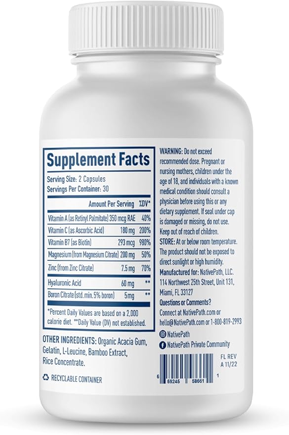 NativePath Collagen Care+, 5 Vitamin Blend 60 Capsules