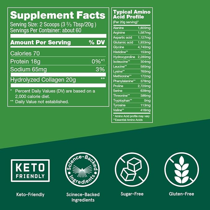 Bulletproof Unflavored Collagen Peptides Powder, 42.3