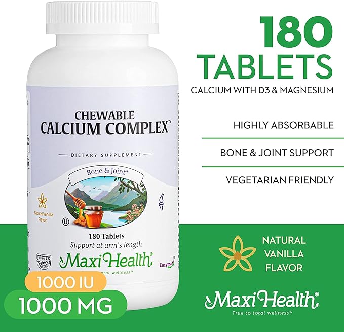 Maxi Health Chewable Calcium Complex 1000 mg D3 (1000 (1000 IU) (400 mg) 180 Count 2)