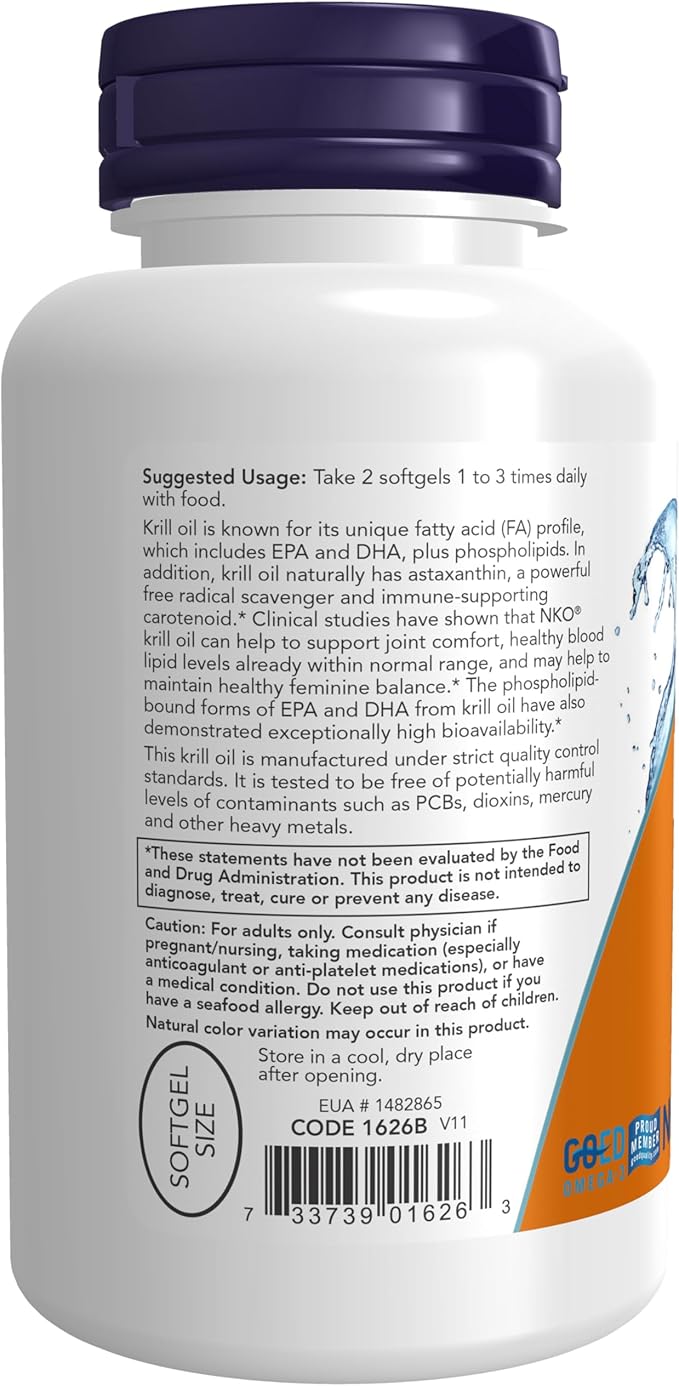 NOW Supplements, Neptune Krill Oil 500 Omega-3, Cardiovascular 120 Softgels