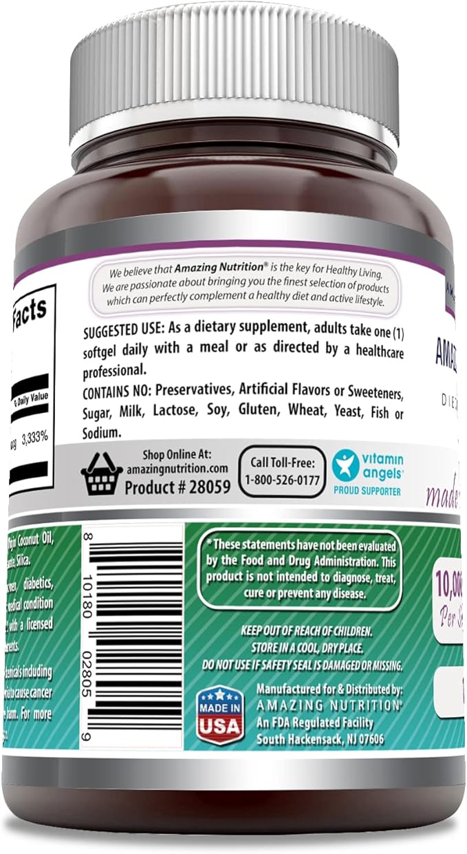 Amazing Formulas Biotin with Extra Virgin 10000 Mcg 120 Softgels