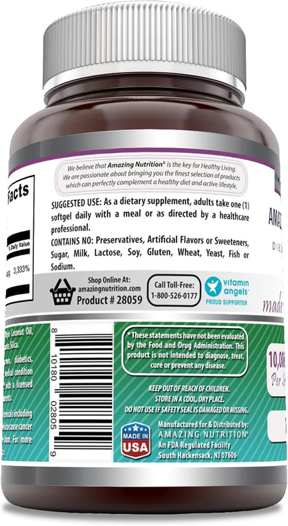 Amazing Formulas Biotin with Extra Virgin 10000 Mcg 120 Softgels