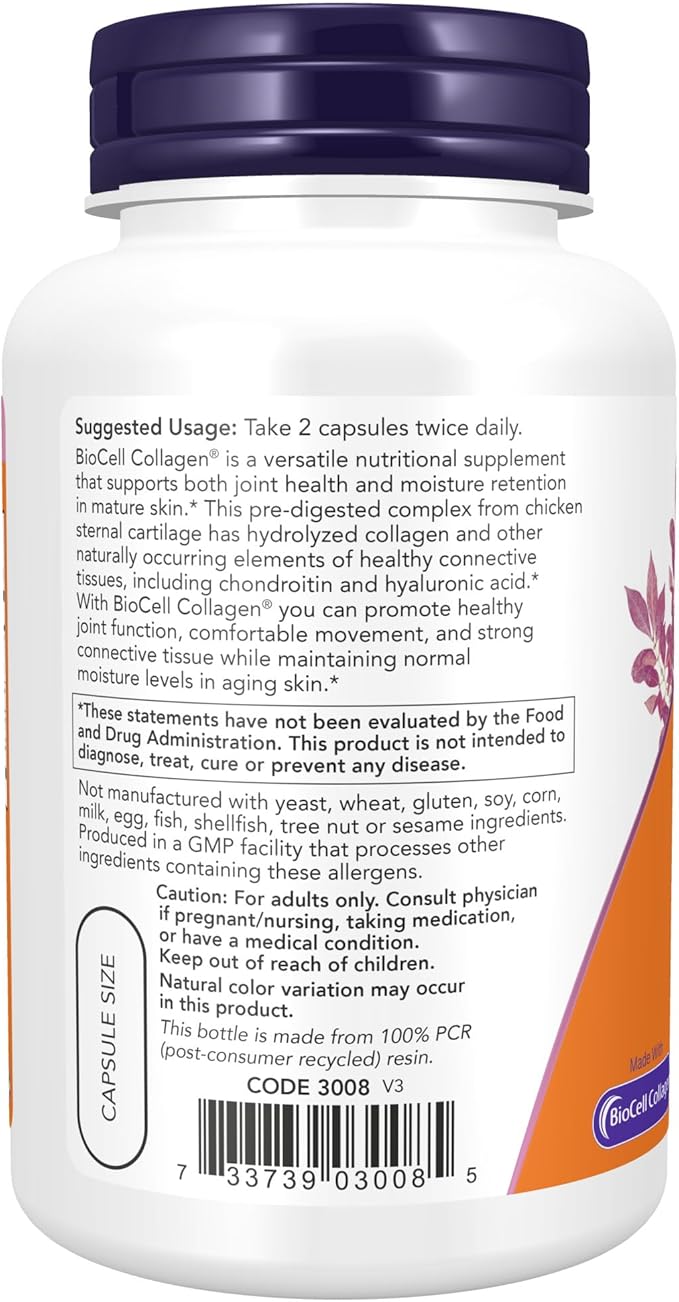 NOW Supplements, BioCell Collagen® Hydrolyzed Type 120 Veg