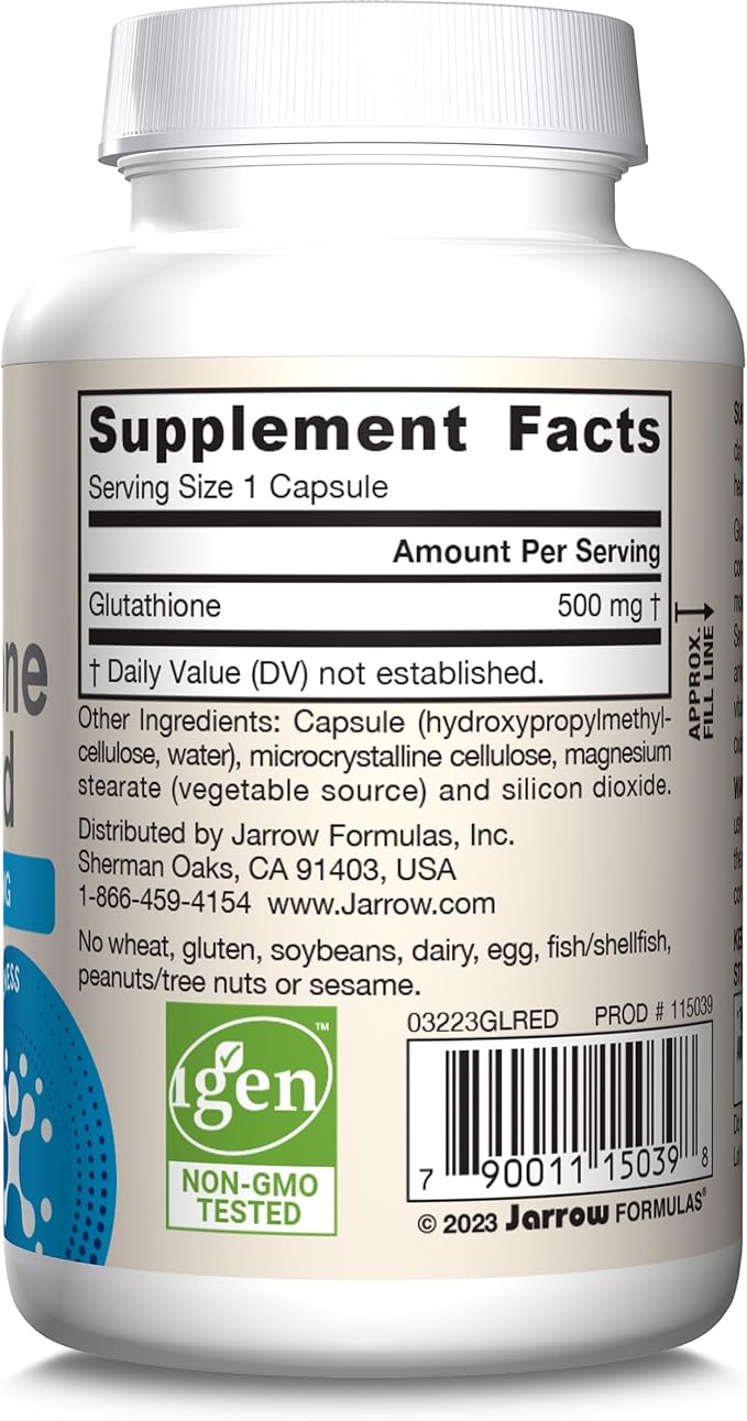 Jarrow Formulas Glutathione Reduced 500mg- 60 12