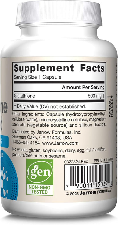 Jarrow Formulas Glutathione Reduced 500mg- 60 12