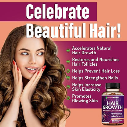 Hair Growth Vitamins for Women 10,000mcg, Collagen, 60 Day