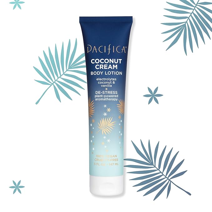 Pacifica Body Lotion – Coconut Cream Moisturizing Body Cream with Aloe, Vitamin E & Chamomile Coconut & Vanilla Scent - Skin Care Clean Vegan & Cruelty-Free Dermatologist Tested 5 fl oz