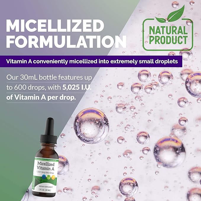Micellized Vitamin A Drops 1,507mcg RAE 5025IU per 1 Oz