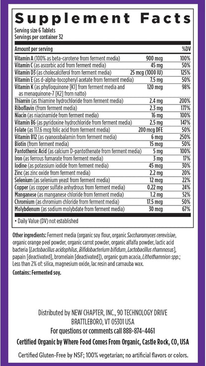 New Chapter Tiny Tabs Multivitamin 20+ Nutrients D3 + 192 Count