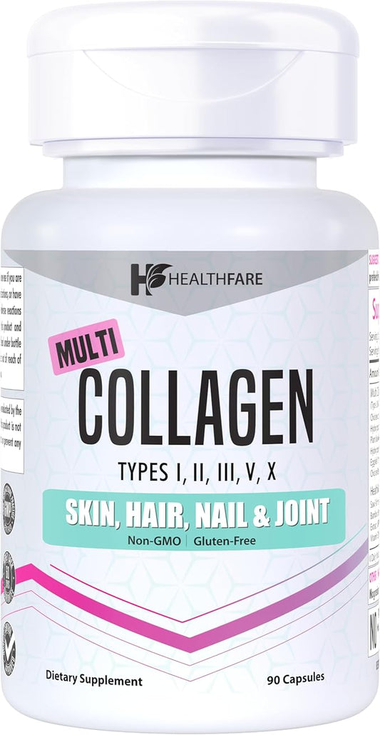 Multi Collagen Peptides pills for Women 14 in 1 | 90 Count