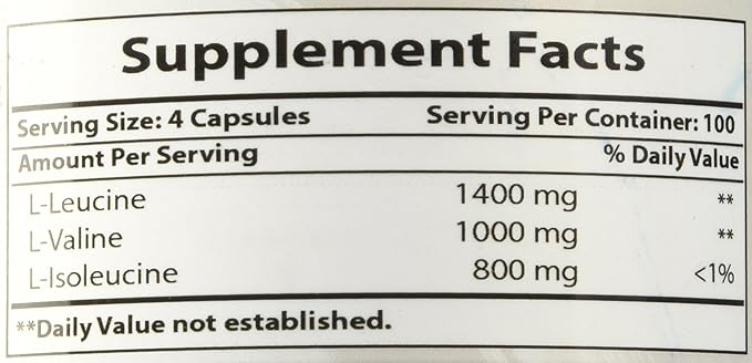 Best Naturals BCAA Branch Chain Amino 3200mg per 400 Capsules 100% Pure