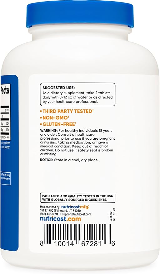 Nutricost Calcium with Vitamin D, 240 Tablets (1200mg) Vitamin (50mcg) Per