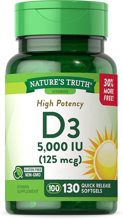 Nature's Truth Vitamin D3 5000 IU 130 Count
