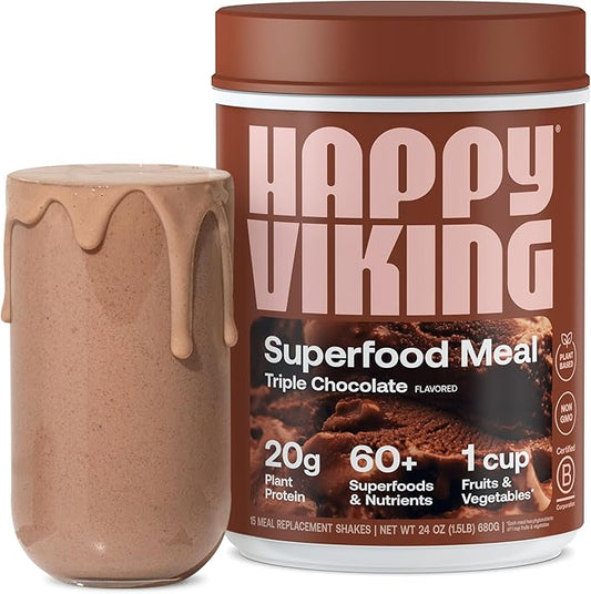 Happy Viking Triple Chocolate Protein + 20G Protein, 1 Canister (24 oz.)