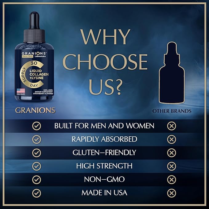 Liquid Collagen Peptides with Biotin and Lysine 50,000mcg Collagen 10,000mcg Biotin 2oz Strawberry