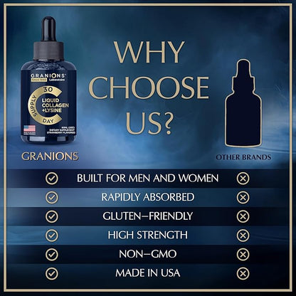 Liquid Collagen Peptides with Biotin and Lysine 50,000mcg Collagen 10,000mcg Biotin 2oz Strawberry