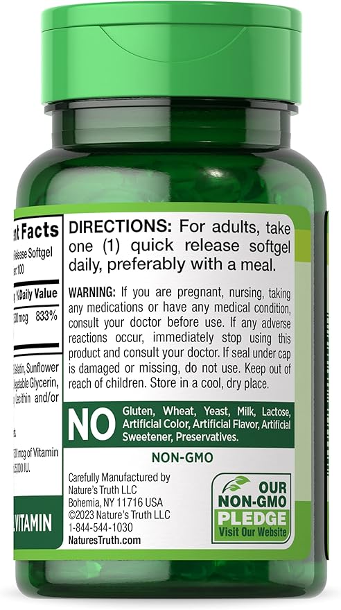Beta Carotene 25000 IU Softgels 100 Count