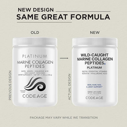 Codeage Marine Collagen Protein Powder Supplement, 10,000 mcg, D3 & B6, Keratin, 11.50 oz