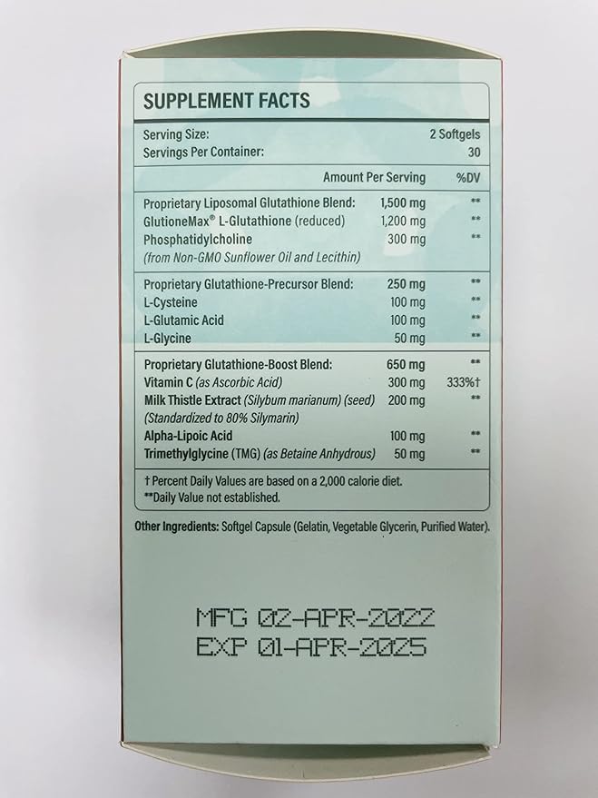 2400 MG Complex Liposomal Glutathione Softgels 1500 MG, 360 Softgels