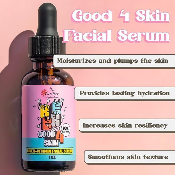 Purifect Good 4 Skin Multi-Vitamin Facial Serum with Vitamin E, B, C and K, Gently Protects and Repairs Young Skin, Moisturising and Plumping, Suitable For All Skin Types 30ml