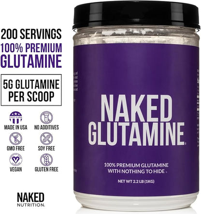 Pure L-Glutamine Made in The USA 200 Servings 1,000g, 2.2lb 2.2lb Bulk,