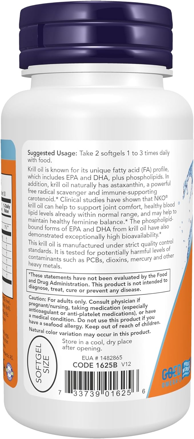 NOW Supplements, Neptune Krill Oil 500 Omega-3, Cardiovascular 60 Softgels