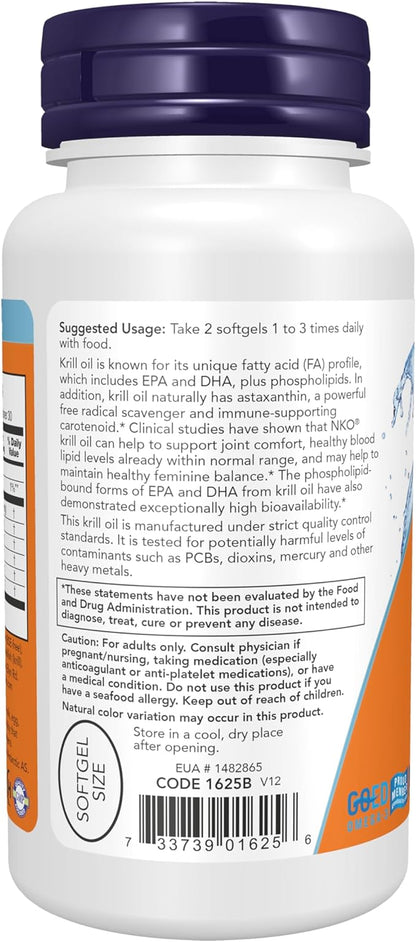NOW Supplements, Neptune Krill Oil 500 Omega-3, Cardiovascular 60 Softgels