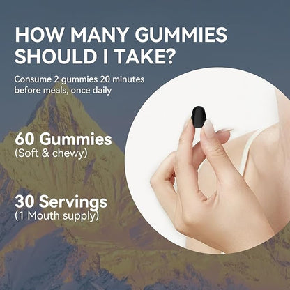 3000 MG Shilajit Gummies, Pure Himalayan Shilajit Extract Organic with 85+ Trace Minerals for Energy & Vitality, 60 Count