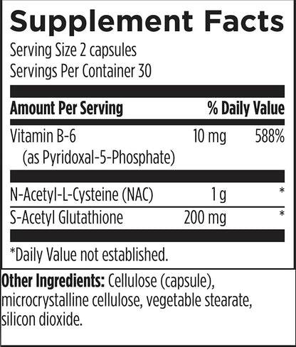 Designs for Health S-Acetyl Glutathione Synergy 200mg S-A-GSH B6 - (60 Capsules)