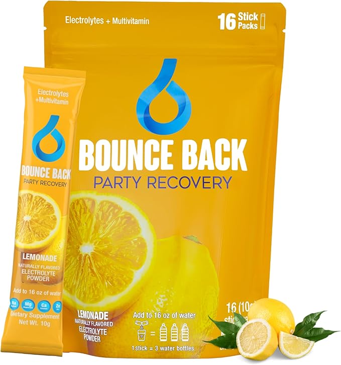 Pre and Post Drinking Liver Support for Morning Recovery | Electrolyte + Vitamins and Mineral Hydration Packs | Perfect After a Night Out | Vacation and Travel Essential (16 Pack, Lemonade)
