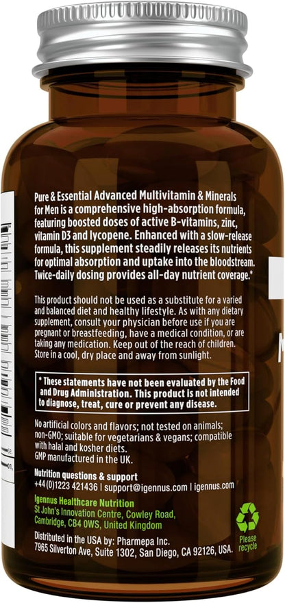 Methylated Men's Multivitamin, MTHFR Supplement 60 Tablets, 2-a-Day, Non-GMO,